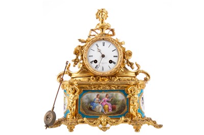 Lot 687 - A LATE 19TH CENTURY FRENCH PORCELAIN AND ORMOLU MANTEL CLOCK