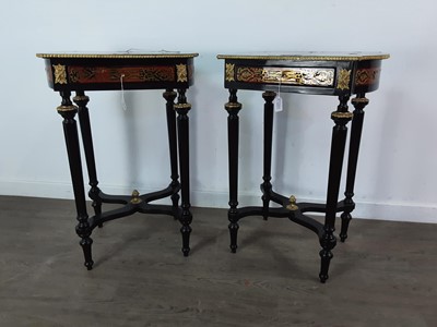 Lot 337 - A PAIR OF BOULLE OCCASIONAL TABLES