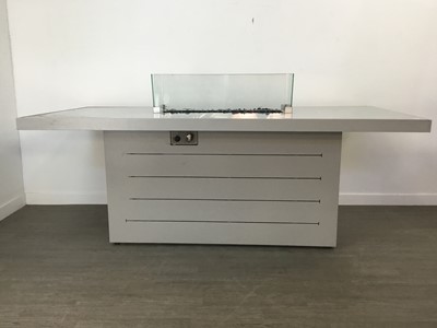 Lot 341 - A MARBLE EFFECT GARDEN TABLE AND SIX CHAIRS