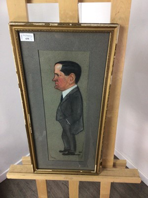 Lot 430 - AN EARLY 20TH CENTURY CARICATURE OF A GENTLEMAN AND OTHER PICTURES