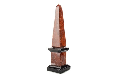 Lot 785A - AN ITALIAN ROUGE AND BLACK MARBLE TABLE OBELISK