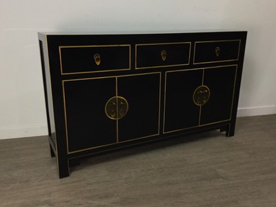 Lot 339 - A CHINESE STYLE BLACK PAINTED SIDEBOARD
