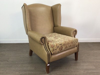 Lot 349 - A PAIR OF CREAM LEATHER UPHOLSTERED CHAIRS