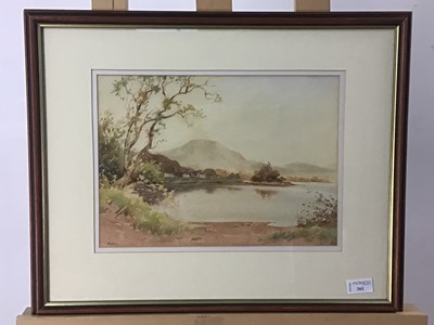 Lot 361 - LOCH SCENE, A WATERCOLOUR BY TOM PATERSON