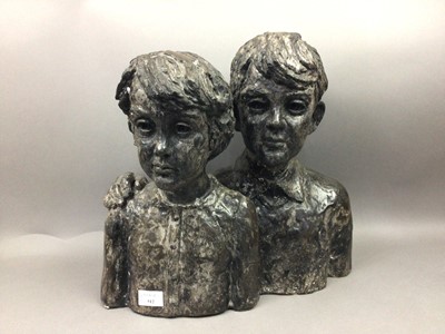 Lot 512 - BROTHER & SISTER, A PLASTER DOUBLE BUST BY JENNIFER WENDY ROSS (SCOTTISH)