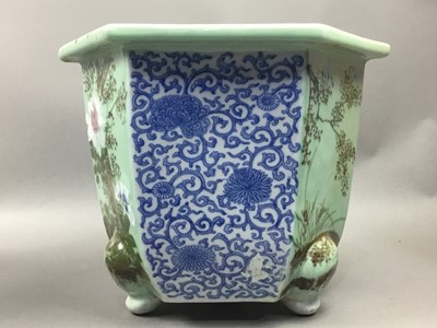 Lot 527 - A 20TH CENTURY CHINESE STONEWARE HEXAGONAL PLANTER
