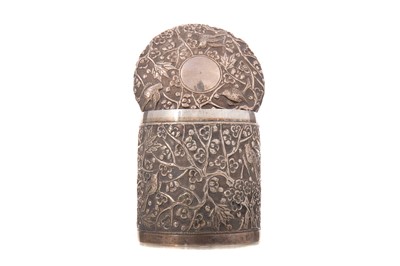 Lot 1082 - CHINESE EXPORT WHITE METAL JAR AND COVER