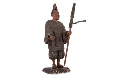 Lot 1083 - CHINESE CARVED AND PAINTED WOOD FIGURE