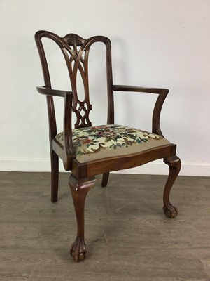 Lot 135 - A MAHOGANY ELBOW CHAIR AND TWO OTHER CHAIRS