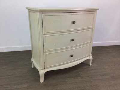 Lot 567 - A PAIR OF MODERN CREAM PAINTED CHESTS