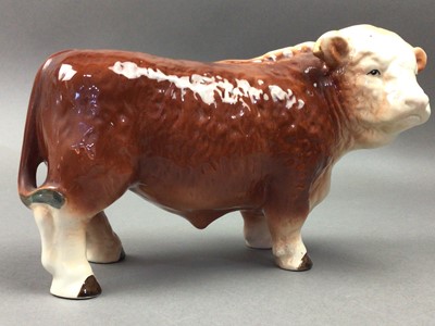 Lot 581 - A MODEL OF A HEREFORD BULL AND OTHER CERAMICS