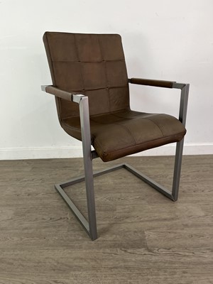 Lot 636 - A METAL FRAMED LEATHER CHAIR