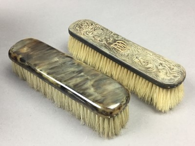 Lot 633 - A LOT OF SILVER BACKED AND OTHER BRUSHES, ALONG WITH A SILVER BACKED MIRROR