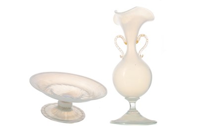 Lot 440 - MURANO OPALESCENT GLASS TAZZA AND VASE