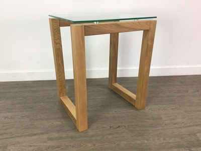 Lot 200 - TWO GLASS TOPPED SIDE TABLES