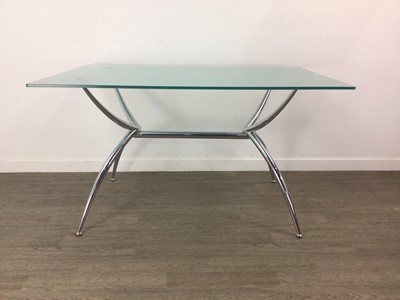 Lot 387 - CALLIGARIS, DINING TABLE, SET OF FOUR 'JAM' CHAIRS AND TWO BAR STOOLS