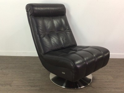 Lot 386 - VIOLINO, PAIR OF BROWN LEATHER SWIVEL CHAIRS