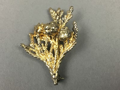 Lot 14 - A SILVER GILT FLORA DANICA BROOCH AND PAIR OF CLIP EARRINGS