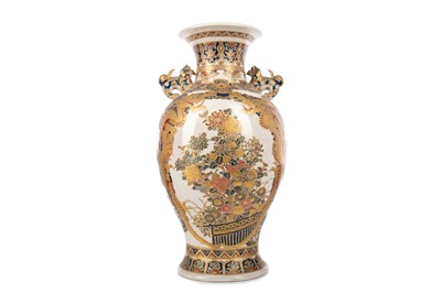 Lot 1097 - JAPANESE SATSUMA DRAGON AND PHOENIX VASE