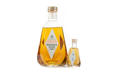 Lot 61 - OBAN 12 YEAR OLD JOHN HOPKINS 75CL WITH MATCHING MINIATURE