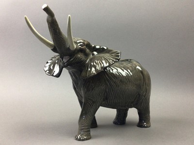 Lot 47 - A BESWICK MODEL OF AN ELEPHANT AND OTHER ANIMAL FIGURES