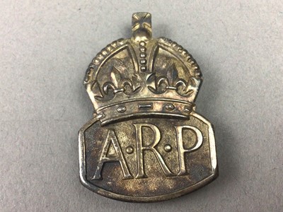 Lot 49 - AN AIR RAID PRECAUTION SILVER BUTTON AND OTHER ITEMS