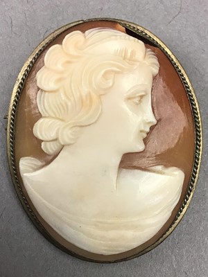 Lot 223 - A CAMEO BROOCH, RING AND OTHER ITEMS