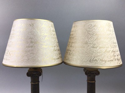 Lot 96 - A PAIR OF TABLE LAMPS AND ANOTHER PAIR