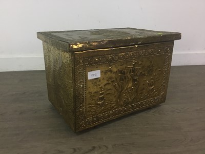 Lot 77 - A STICK STAND AND A BRASS COAL BOX