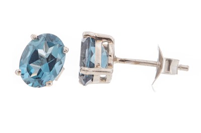 Lot 447 - PAIR OF LONDON BLUE TOPAZ EARRINGS