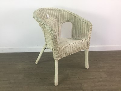 Lot 256 - A WICKER TUB CHAIR