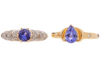 Lot 502 - TWO TANZANITE AND DIAMOND RINGS