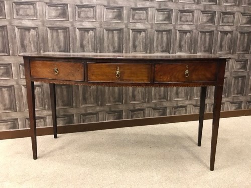 Lot 807 - MAHOGANY BOW-FRONT SERVING TABLE OF REGENCY...
