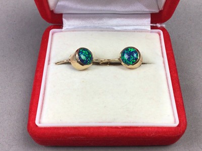 Lot 282 - A PAIR OF SYNTHEYIC OPAL EARRINGS