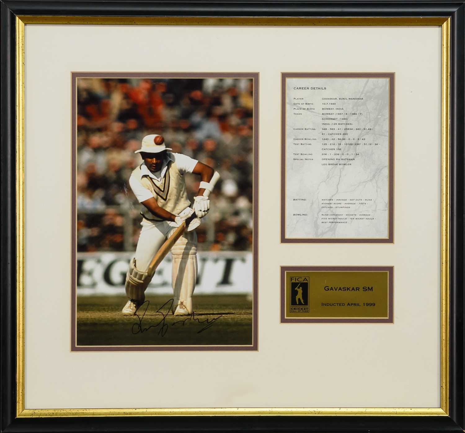 Lot 1525 - SUNIL GAVASKAR, SIGNED PHOTOGRAPH DISPLAY