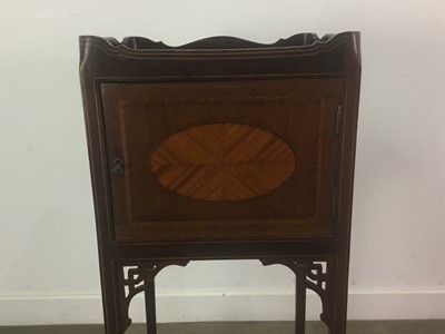 Lot 111 - A MAHOGANY TRAY TOP BEDSIDE CABINET