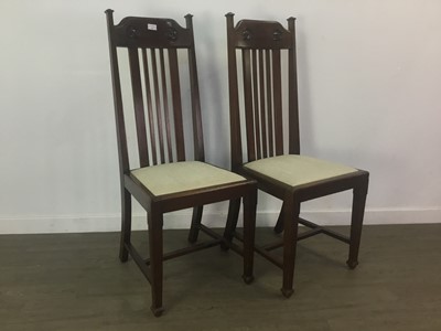 Lot 463 - PAIR OF ARTS & CRAFTS MAHOGANY SINGLE CHAIRS