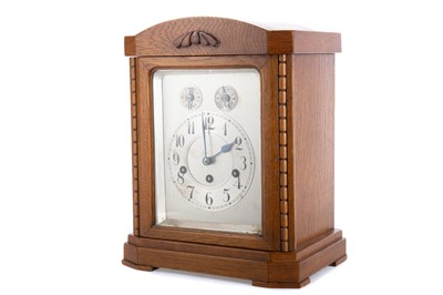 Lot 303 - GERMAN OAK MANTEL CLOCK