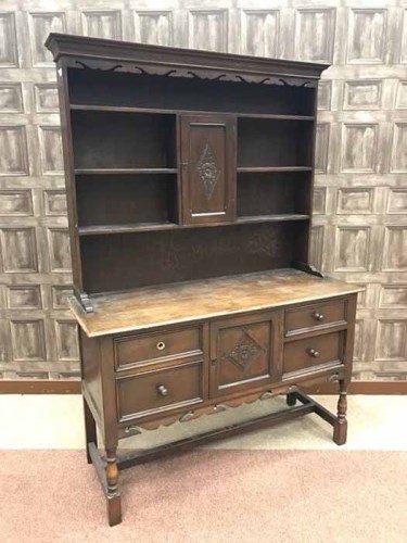 Lot 826 - EARLY 20TH CENTURY STAINED OAK DRESSER with...