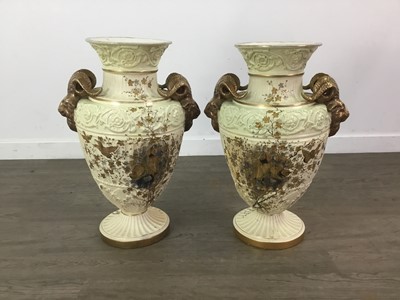 Lot 192 - A PAIR OF LATE VICTORIAN DOUBLE HANDLED URN SHAPED VASES