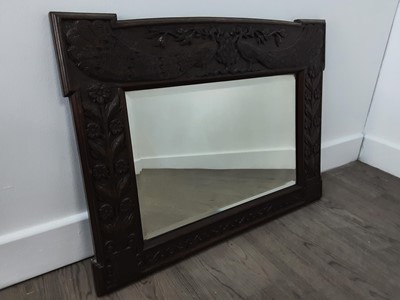 Lot 472 - ARTS & CRAFTS SCOTTISH SCHOOL CARVED OAK WALL MIRROR