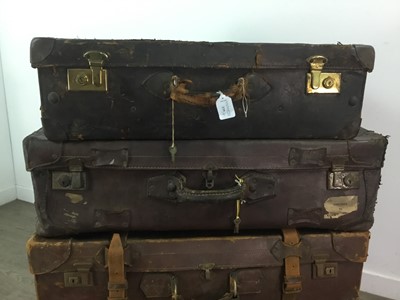 Lot 339 - A GROUP OF FOUR VINTAGE LEATHER SUITCASES