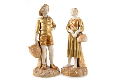 Lot 739 - JAMES HADLEY FOR ROYAL WORCESTER, PAIR OF FIGURES
