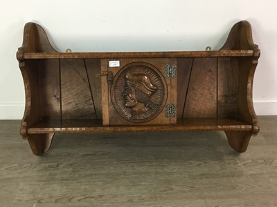 Lot 475 - JACK GRIMBLE OF CROMER, ADZED OAK HANGING WALL SHELF