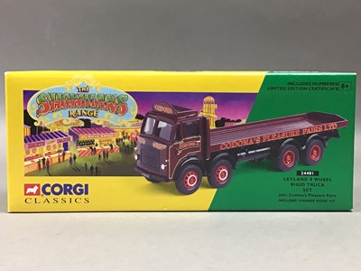 Lot 365 - A GROUP OF THREE CORGI CLASSICS 'THE SHOWMANS RANGE' MODEL VEHICLES