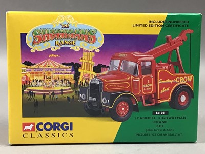 Lot 351 - A GROUP OF THREE CORGI CLASSICS 'THE SHOWMANS RANGE' MODEL VEHICLES