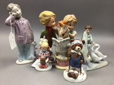 Lot 354 - A PAIR OF WEST GERMAN FIGURES OF A BOY AND GIRL AND OTHERS