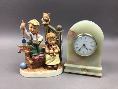 Lot 358 - A HUMMEL FIGURE GROUP AND A CLOCK