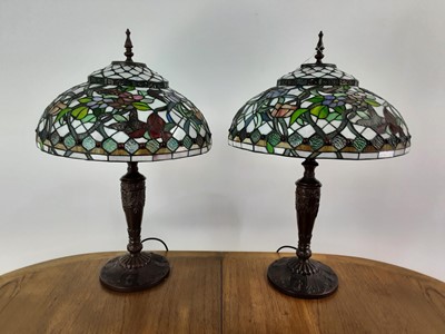 Lot 533 - IN THE MANNER OF TIFFANY, TWO TABLE LAMPS
