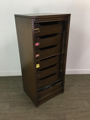 Lot 122 - AN OAK TAMBOUR FRONT FILING CABINET